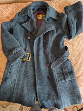Davis Of Boston Vintage Double-Breasted Wool Coat - Blue